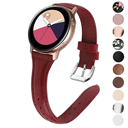 Product Cover EZCO Leather Bands Compatible with Samsung Galaxy Watch Active/Active 2 / Galaxy Watch 42mm / Gear Sport, 20mm Slim Genuine Leather Watch Strap Replacement Wristband for Galaxy Watch 42mm R810