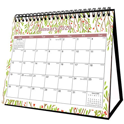 Product Cover Desktop Calendar - Stand Up Desk Calendar 12 Months Desk Calendar with Stand Use Small Desktop Calender from January 2020 Wall Calendar