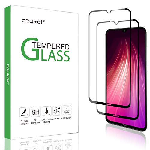 Product Cover (2 Pack) Beukei for Xiaomi Redmi Note 8 Tempered Glass Screen Protector (6.3 inches),with Lifetime Replacement Warranty,(Not Fit for Redmi Note 8 Pro/Redmi 8)