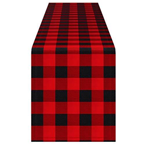 Product Cover InnoGear 14 x 108 inch Buffalo Check Table Runner Polyester Cotton Red and Black Plaid for Indoor and Outdoor Parties, Family Dinner, Thanksgiving, Christmas & Gathering