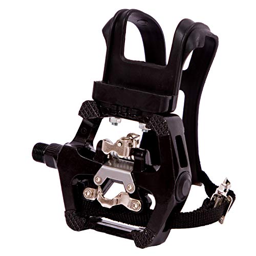 Product Cover NAMUCUO SPD Pedals - Hybrid Pedal with Toe Clip and Straps, Suitable for Spin Bike, Indoor Exercise Bikes and All Indoor Bike with 9/16
