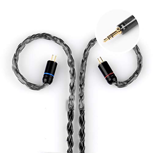 Product Cover CHARS 0.78mm 2PIN Connector 3.5 Balanced 16 Core Silver Plated Braided Upgrade Line Mixed Cable, Earphone Upgrade Cable for KZ ES4 ED16 ZS5 ZS6 ZSR ZST ZS10 (0.78mm, Black)