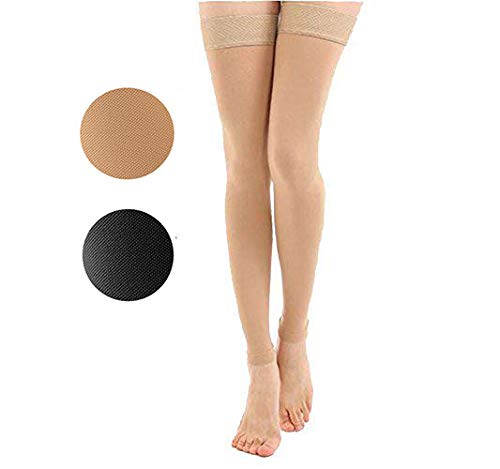Product Cover TOFLY Thigh High Compression Stockings Opaque, 1 Pair, Firm Support 20-30 mmHg Gradient Compression with Silicone Band, Footless Compression Sleeves, Treatment Swelling, Varicose Veins, Edema