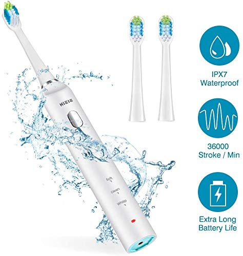 Product Cover ZEHONG Sonic Electric Toothbrush, Electric toothbrushes for adults, 2 Replacement Heads 3 Modes with 2 Min Timer, USB Fast Rechargeable Travel Portable Whitening Toothbrush, IPX7 Waterproof, White