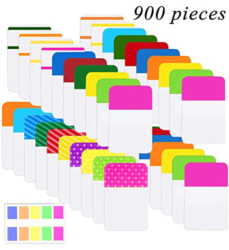 Product Cover Norocme 900 Pieces Tabs Sticky Index Tabs,Writable and Repositionable File Tabs Flags Colored Page Markers Labels for Reading Notes, Books and Classify Files, 41 Sets (20 Colors,1 Inch)