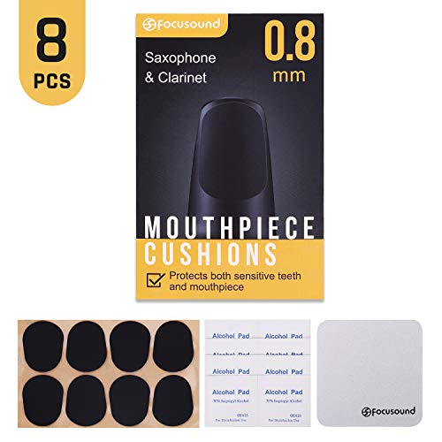 Product Cover Focusound Saxophone & Clarinet Mouthpiece Cushions, Thick, 0.8mm Black, 8-Pack