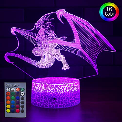Product Cover HLLKYYLF Baby Dragon Gifts Dragon Light 16 Color Changing Kids Lamp with Touch and Remote Control Dragon Toys Light as Gift Idea for Home Decor or Birthday Gifts for Baby