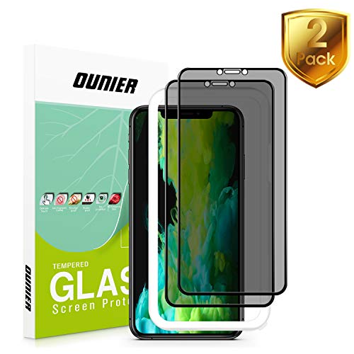 Product Cover OUNIER for iPhone 11 Pro Max/iPhone Xs Max [2-Pack] 28°True Privacy Screen Protector,[Easy Frame] [Full Coverage] Anti-Spy Tempered Glass Screen Protector Compatible with Apple iPhone Xs Max [6.5
