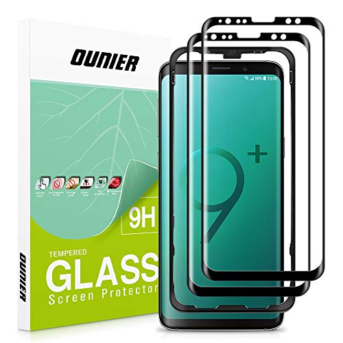 Product Cover OUNIER Galaxy S9 Plus Tempered Glass Screen Protector [2-Pack] [Easy Installation] [Case-Friendly], Samsung S9 Plus Screen Protector with Installation Tray for Galaxy S9+ Film