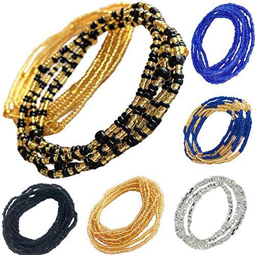 Product Cover Tuoshei 6 Piece Summer Jewelry Waist Bead Set Colorful Waist Bead Belly Bead African Waist Bead Body Chain Beaded Belly Chain Bikini Jewelry for Woman Girl