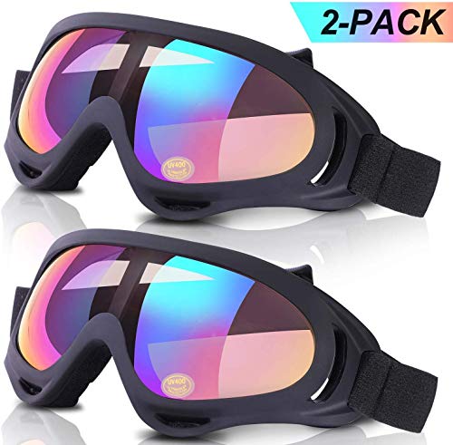 Product Cover LOEO Ski Goggles Pack of 2, Helmet Compatible Snowboard Goggles for Kids, Teenage, Youth, Boys, Girls, Men and Women, Motorcycle Goggles, Wind Resistance Goggles with Protection, Anti-Glare Lenses