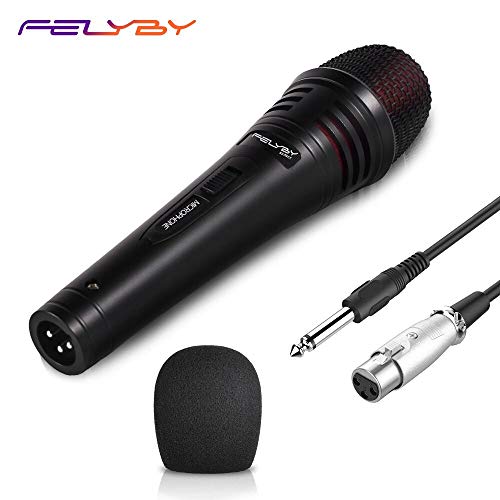 Product Cover FELYBY Dynamic Karaoke Microphone for Singing with 5.0m XLR Cable, Metal Handheld Mic Compatible with Karaoke Machine/Speaker/Amp/Mixer for Karaoke Singing, Speech, Wedding, Stage and Outdoor Activity