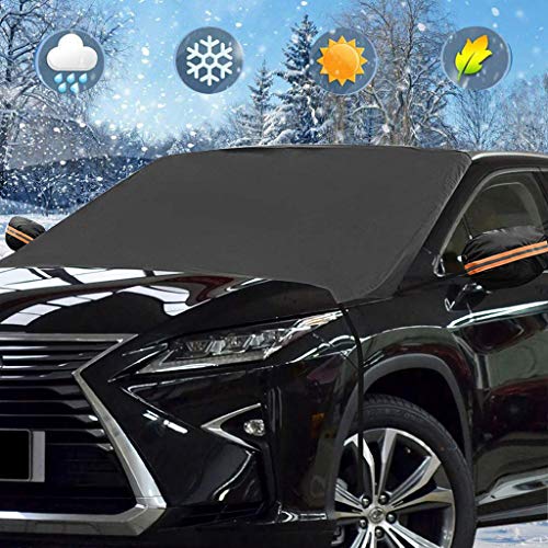Product Cover Windshield Snow Cover, Frost Guard Windshield Covers, Huge Size Fits Any Car, Truck, SUV, Van or Automobile - Shade Waterproof, Keeps Ice & Snow Off Exterior Auto Snow Windshield Cover with Edges