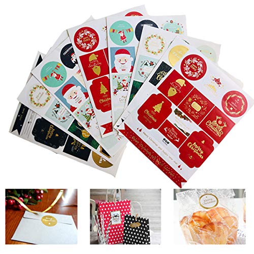 Product Cover 96pcs Christmas Sealing Sticker, Adhesive Sealing Label Sticker for Christmas Gift, Packing, Home Decor, Face