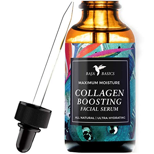 Product Cover Collagen Boosting Facial Serum by Baja Basics 100% Natural, Skin Brightening, Anti Aging, Vitamin C, Deep Hydration for Dry Skin, Collagen Building, Organic Face Moisturizer 1oz