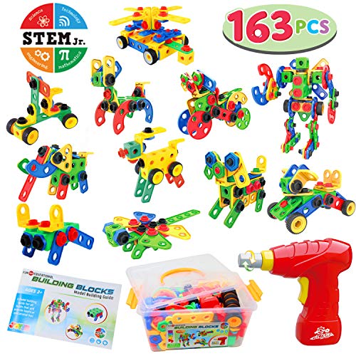 Product Cover JOYIN 163 Pcs Educational Construction Engineering Building Block Creative Game Engineering Educational STEM Toy Learning Set with Electric Drill and Storage Box
