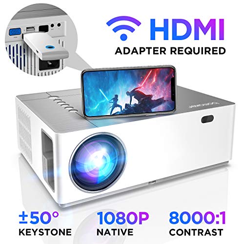 Product Cover BOMAKER Native 1080p Projector, 4K Projector Ultra HD Support, 8000:1 Contrast Ratio, 50% Zoom Out, ±50°Horizontal & Vertical Keystone, 6000 Lux, Compatible with TV Stick, Android, iOS, HDMI