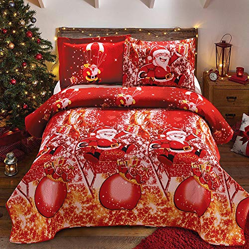 Product Cover Christmas Bedding Santa Claus 3pc Queen Quilts 90