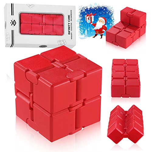 Product Cover ss shovan Infinity Cube Red Silicone Fidget Cube Toy Hand Killing Time Prime Fidget Toy Infinite Cube for ADD, ADHD, Anxiety, and Autism Adult and Children (red)