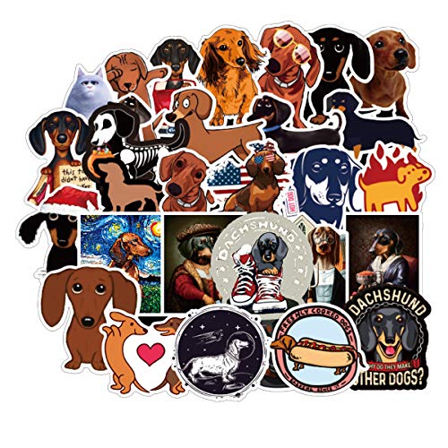 Product Cover Meet Holiday Cute Pet Dachshund Skateboard Vinyl Stickers Car Motorcycle Bicycle Luggage Decal Graffiti Patches Skateboard Stickers for Kids (Dachshund)