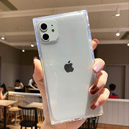 Product Cover iPhone 11 Clear Case,Tzomsze Square iPhone 11 Cases Reinforced Corners TPU Cushion,Crystal Clear Slim Cover Shock Absorption TPU Silicone Shell for iPhone 11 6.1 inch (2019)-Clear