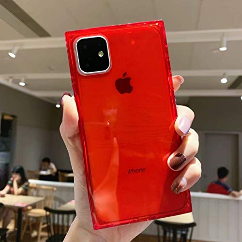 Product Cover Square Case for iPhone 11,Tzomsze iPhone 11 Clear Cases Reinforced Corners TPU Cushion，Crystal Clear Slim Cover Shock Absorption TPU Silicone Shell for iPhone 11 6.1 inch (2019)-Red