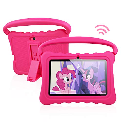 Product Cover Kids Tablet PC Android 8.1 OS 7 Inch Full HD Display Tablets for Kids 1GB RAM 16 GB Storage Quad-Core 1.3Hz WiFi Tablet Soft Shock&Kid-Proof Case (Pink)