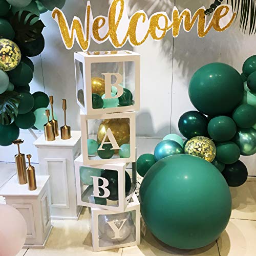 Product Cover Baby Shower Decorations Balloons Box, DIY Transparent Baby Shower Boxes Decor for Gender Reveal Party Supplies, Birthday Party Decorations, Boy Girl Baby Blocks Decorations for Baby Shower