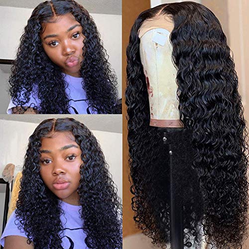 Product Cover Lace Front Wigs Human Hair pre plucked with Baby Hair 150% Density 12 Inch Deep Wave Lace Front Wig, 100% Unprocessed Brazilian Human Hair Wigs for Black Women