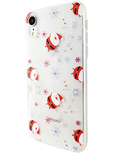 Product Cover Silicone Case for iPhone XR Christmas, Slim Fit iPhone XR Case Ultra Thin Clear Design Transparent Flexible Cover Xmas Winter Snowflake Santa Pattern Soft TPU Rubber Protective Case (6.1