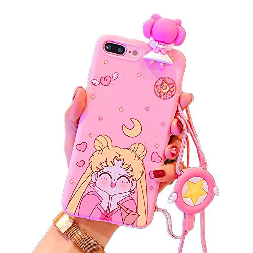 Product Cover for iPhone Xr Case, for iPhone Xr Cover, Japan Anime Sailor Moon Case with Lanyard Strap Silicone Soft Phone Case Back Cover for iPhone 11 Pro Max Xs Max XR 6S 7 8 Plus (Smile, for iPhone Xr)