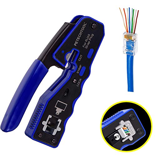 Product Cover RJ45 Crimp Tool Pass Through Cutter for Cat6 Cat5 Cat5e 8P8C Modular Connectors All-in-one Wire Tool