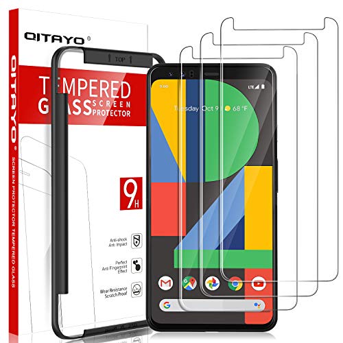 Product Cover QITAYO Screen Protector for Google Pixel 4 XL, [3 Pack] [Tempered Glass] [Alignment Frame] [Only Cover Display Area] Pixel 4 XL Screen Protector