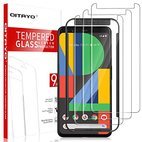 Product Cover [3 Pack] QITAYO Screen Protector for Google Pixel 4, [Tempered Glass] [Scratch Resistant] [Alignment Frame] Google Pixel 4 Screen Protector