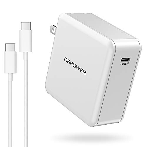 Product Cover USB C Charger, DBPOWER 60W Wall Charger with Power Delivery for Samsung S8/9/Note8/9, iPhone 8/XR/X/XS, iPad Pro, MacBook Air/Pro, and More, PD 3.0 Type C Charger with C-C Cable and Foldable Plug