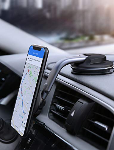 Product Cover AUKEY Car Phone Mount 360 Degree Rotation Dashboard Magnetic Cell Phone Holder for Car Compatible with iPhone 11 Pro Max / 11 / XS Max / XS / 8 / 7 , Samsung Galaxy S10+, Google Pixel 3 XL, and More