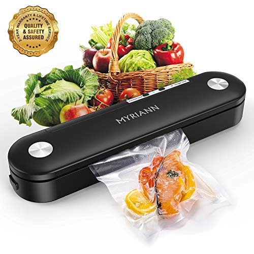 Product Cover Vacuum Sealer, MYRIANN Automatic Food Sealer Machine for Food Preservation w/Starter Kit，Vacuum Air Sealing System with Compact Design/Dry & Moist Food Modes/Sous Vide Cooking (Black)