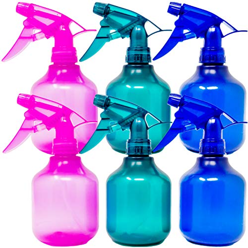 Product Cover Youngever 6 Pack Empty Plastic Spray Bottles, Spray Bottles for Hair and Cleaning Solutions, 3 Assorted Colors (8 Ounce)