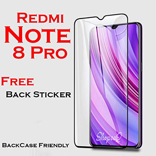 Product Cover ShopeeQ 9H Hardness Edge to Edge Screen Guard Protector for Xiaomi Redmi Note 8 Pro Tempered Glass Extra with Full Glue Glass Free Back Sticker