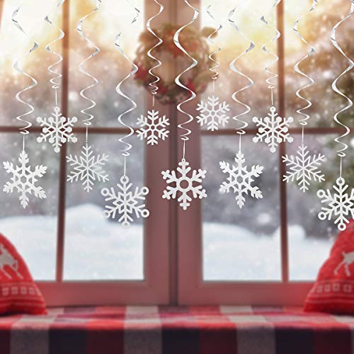 Product Cover YIZCO Christmas Snowflake Hanging Swirl Decorations Winter Wonderland Xmas Holiday Home Party Supplies New Year Ornaments 36 Pcs