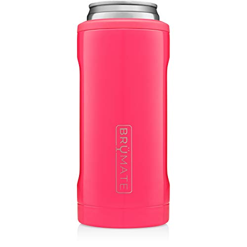 Product Cover BrüMate Hopsulator Slim Double-walled Stainless Steel Insulated Can Cooler for 12 Oz Slim Cans (Neon Pink)
