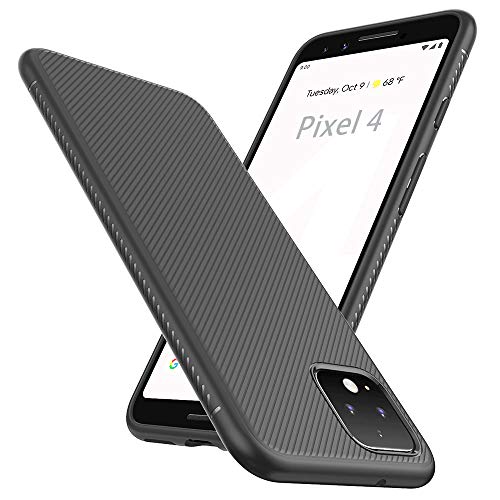 Product Cover Thonzer Google Pixel 4 Case, Pixel 4 Case, Scratch Resistant & Anti Slip Grippy Soft TPU Slim Case for Google Pixel 4 Phone (Black)