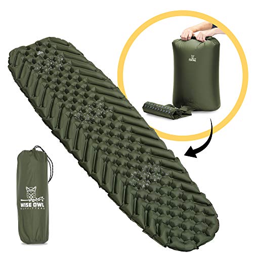 Product Cover Wise Owl Outfitters Camping Pad - Premium Inflatable Camping Sleeping Pad for Outdoor and Backpacking - Ultralight Compressible Camping Mat - Bubble and Wave Design with Air Inflator Pump Included