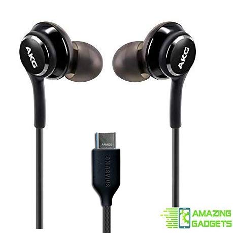 Product Cover OEM Amazing 2019 Stereo Headphones for Samsung Galaxy Note 10 Note 10+ S10 Plus S9 Note 8 S9+ S10e S10 Braided Cable - Designed by AKG - with Microphone (Black) USB-C Connector