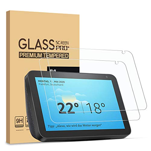 Product Cover [2-Pack] PULEN for Echo Show 8 Screen Protector Tempered Glass,HD Clear Easy Installation No Bubble 9H Hardness for Echo Show 8 2019 (8.0 Inch)