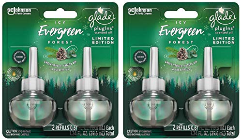 Product Cover Glade Plugins Scented Oil Refills - Limited Edition - Icy Evergreen Forest - 2 Count Refills Per Package - Pack of 2 Packages