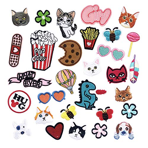 Product Cover Iron On Patches Embroidered Appliques DIY Decoration or Repair,Sew On Patches for Clothing Backpacks Jeans Caps Shoes etc (Animal style-30pcs)