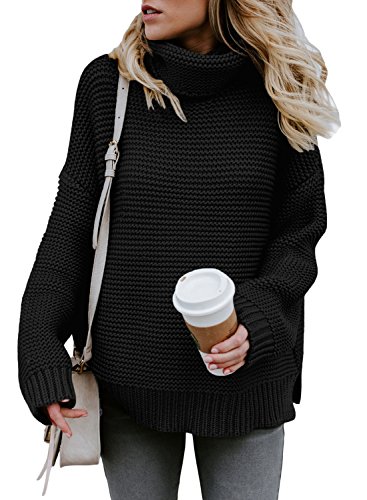 Product Cover ZKESS Womens Casual Long Sleeve Turtleneck Chunky Knit Pullover Sweater Jumper Tops