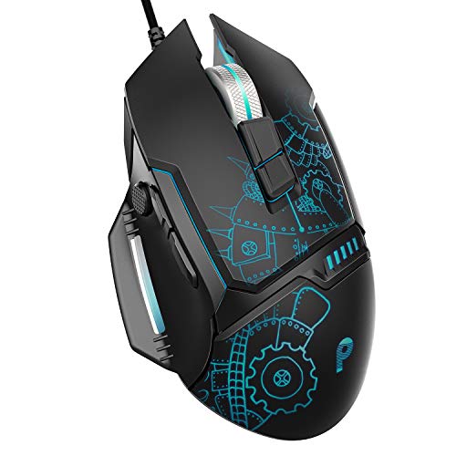 Product Cover PBUER Gaming Mouse, Wired Gaming mouse, 7 Programmable Buttons, 7200 DPI Adjustable, Comfortable Grip Ergonomic Optical PC Computer Gaming Mice with Fire Button, Black