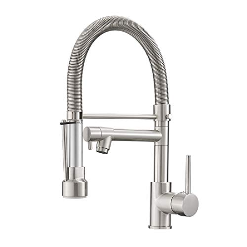 Product Cover Fapully Pull Down Kitchen Faucet with Lock Sprayer,Single Handle Spring Stainless Steel Kitchen Sink Faucet Brushed Nickel